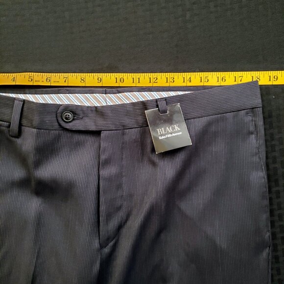 Saks Fifth Avenue, NWT, Navy Blue fine line pinstripe, 36 waist unhemmed - Picture 2 of 9